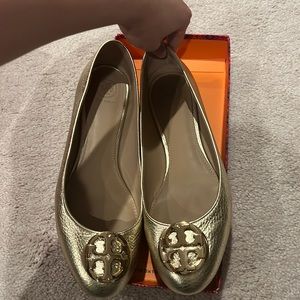 Tory Burch gold ballet flats